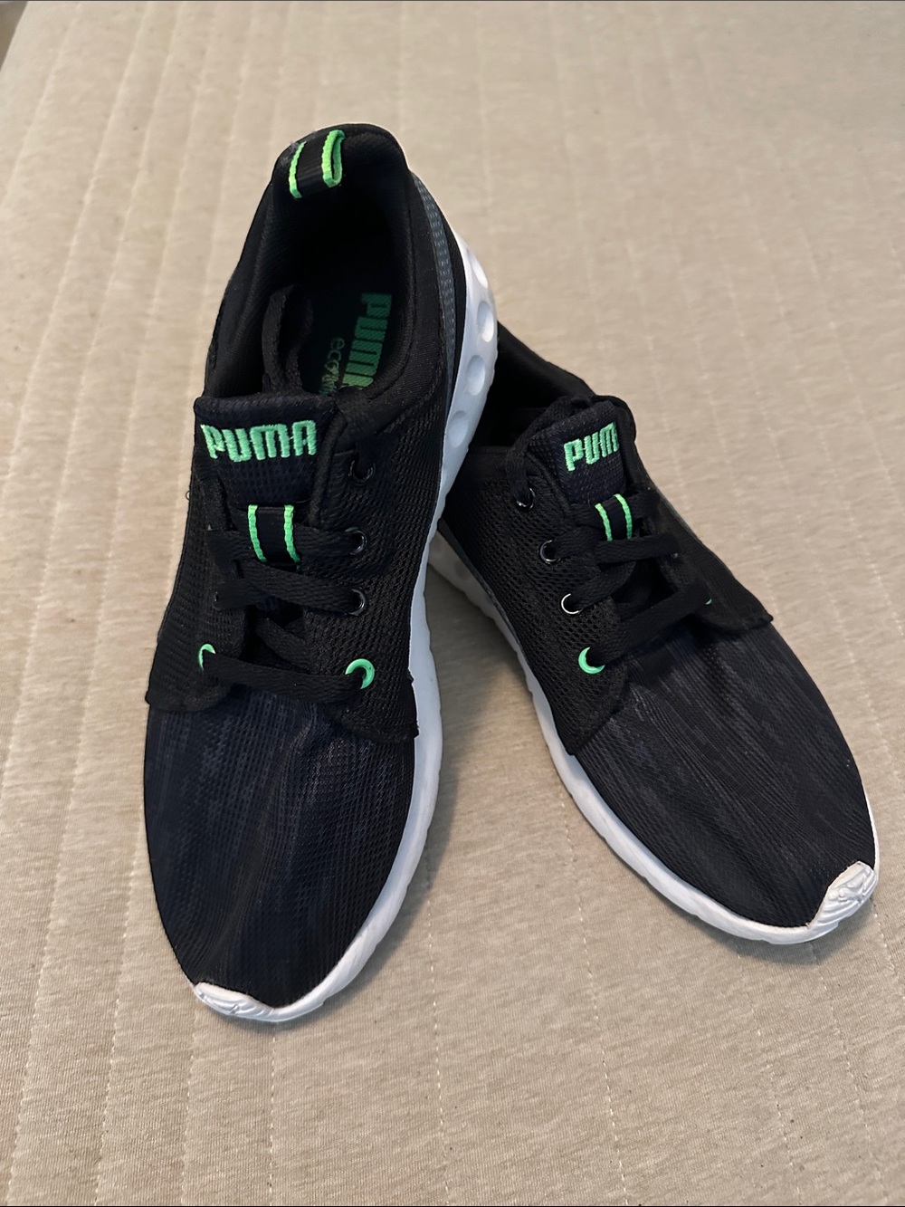 Puma Men's Carson Runner Glitch sneakers in black with Neon Green Accents